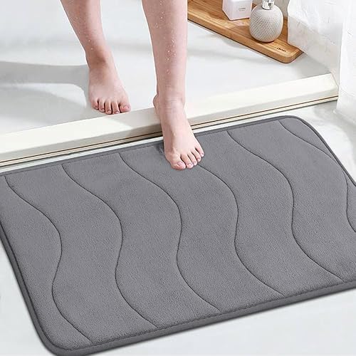 Memory Foam Bath Mat For Bathroom Non Slip Bath Rug Velvet Thick Soft And Comfortable Water Absorbent Machine Washable Easier To